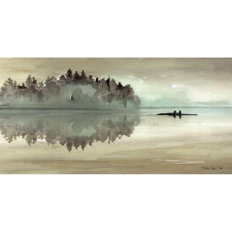 Lake Fishing I White Modern Wood Framed Art Print by Stellar Design Studio
