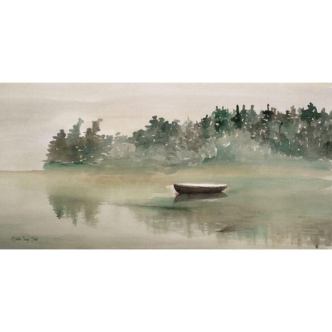 Lake Fishing II Black Modern Wood Framed Art Print with Double Matting by Stellar Design Studio