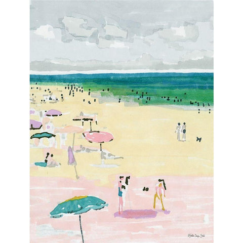 Beach Days 2 Black Modern Wood Framed Art Print with Double Matting by Stellar Design Studio