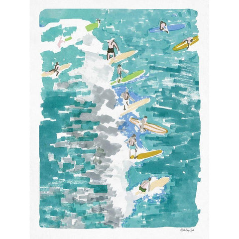 Surfs Up 1 White Modern Wood Framed Art Print by Stellar Design Studio