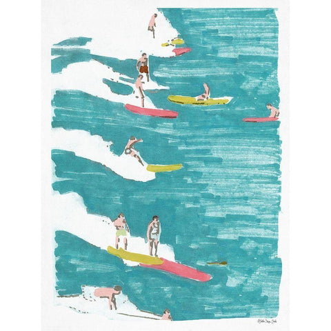 Surfs Up 2 Black Modern Wood Framed Art Print with Double Matting by Stellar Design Studio