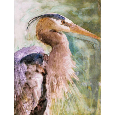 Blue Heron Gold Ornate Wood Framed Art Print with Double Matting by Stellar Design Studio