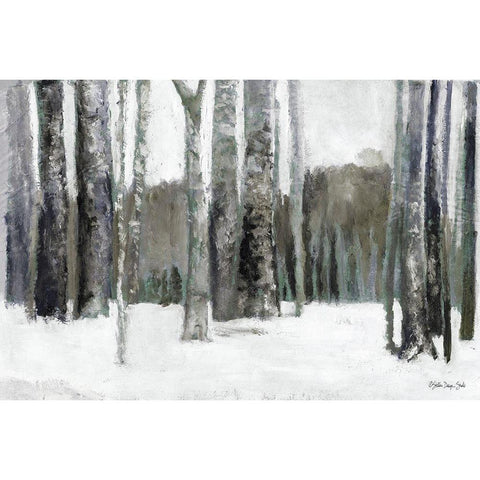 Winter Forest Black Modern Wood Framed Art Print with Double Matting by Stellar Design Studio