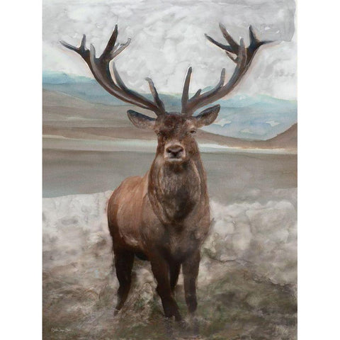 Grand Elk 1 White Modern Wood Framed Art Print by Stellar Design Studio