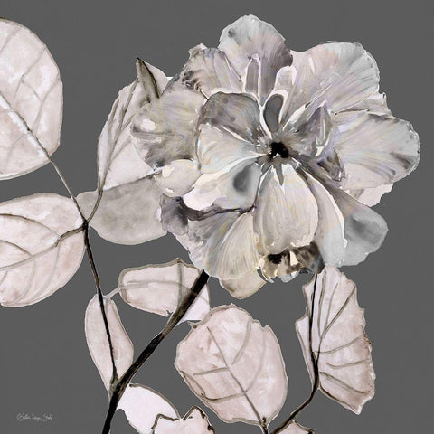 Floral in Gray 1 White Modern Wood Framed Art Print by Stellar Design Studio