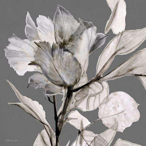 Floral in Gray 2 White Modern Wood Framed Art Print by Stellar Design Studio