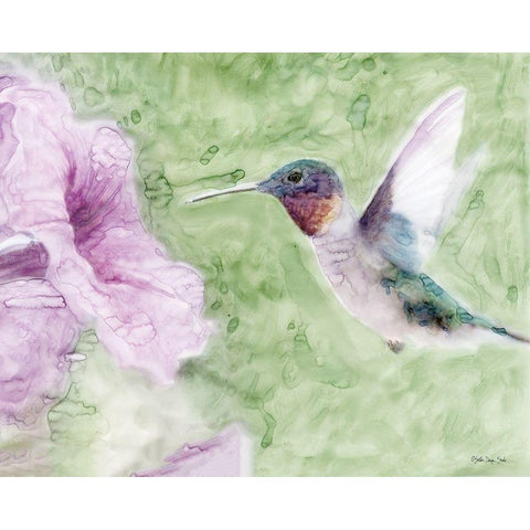 Hummingbird 2 Black Modern Wood Framed Art Print with Double Matting by Stellar Design Studio