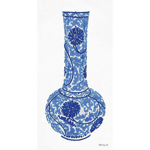 Blue and White Vase 1 Black Modern Wood Framed Art Print with Double Matting by Stellar Design Studio