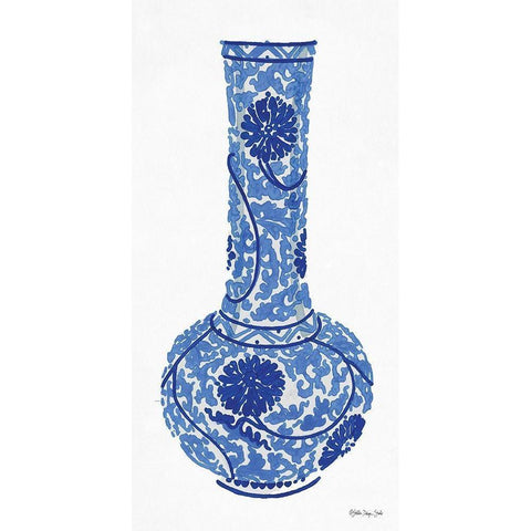 Blue and White Vase 1 Gold Ornate Wood Framed Art Print with Double Matting by Stellar Design Studio