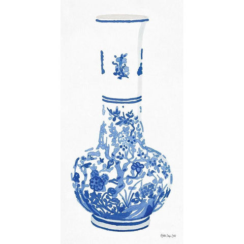 Blue and White Vase 2 Black Modern Wood Framed Art Print with Double Matting by Stellar Design Studio