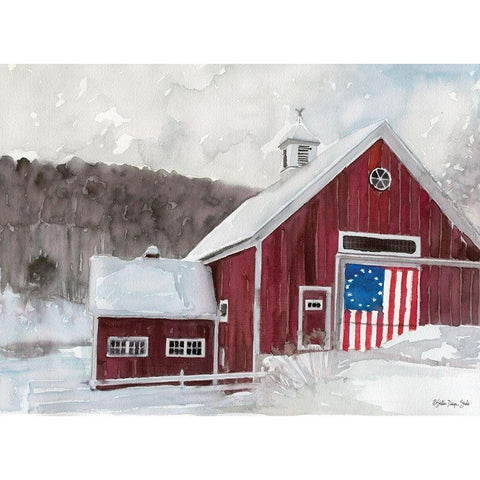 American Barn Black Modern Wood Framed Art Print with Double Matting by Stellar Design Studio