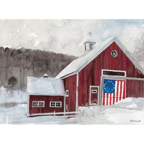 American Barn White Modern Wood Framed Art Print by Stellar Design Studio