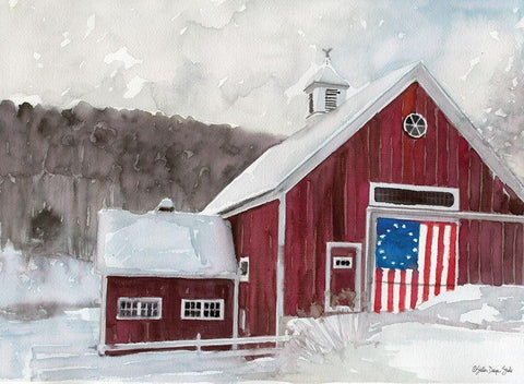 American Barn White Modern Wood Framed Art Print with Double Matting by Stellar Design Studio