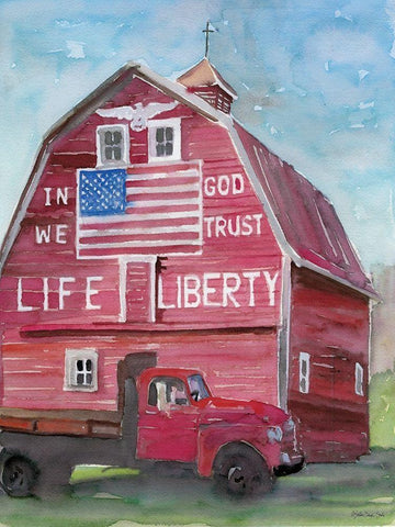 Life and Liberty Barn White Modern Wood Framed Art Print with Double Matting by Stellar Design Studio
