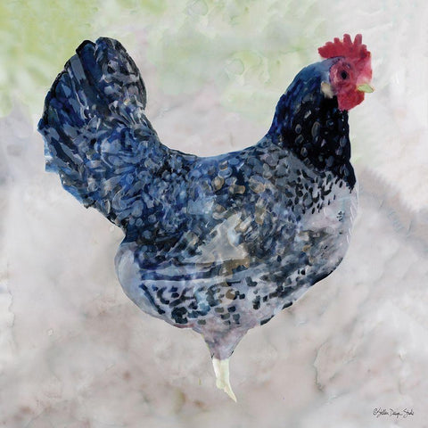 Rooster 1 White Modern Wood Framed Art Print with Double Matting by Stellar Design Studio