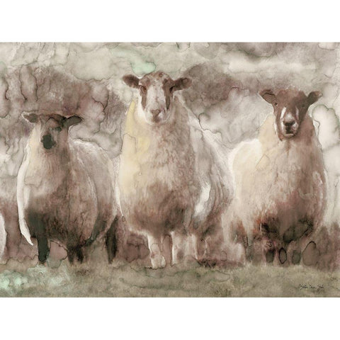 Three Sheep Black Modern Wood Framed Art Print with Double Matting by Stellar Design Studio