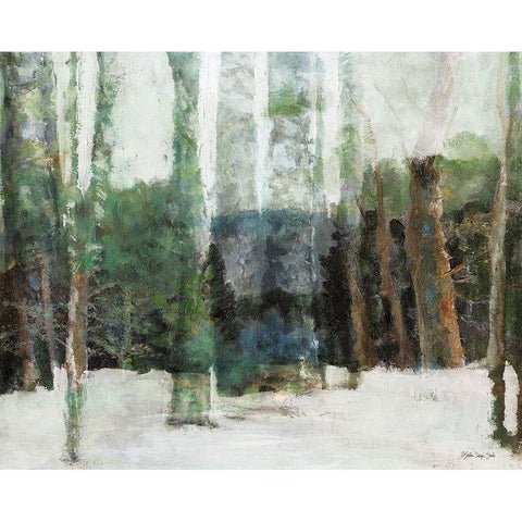 Winter Forest Black Modern Wood Framed Art Print with Double Matting by Stellar Design Studio