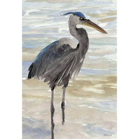 Heron in Water Black Modern Wood Framed Art Print with Double Matting by Stellar Design Studio