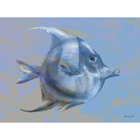 Blue Fish 1 Gold Ornate Wood Framed Art Print with Double Matting by Stellar Design Studio