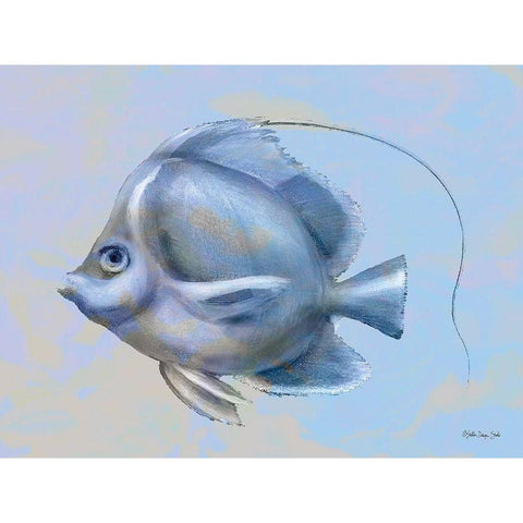 Blue Fish 2 Black Modern Wood Framed Art Print by Stellar Design Studio