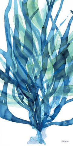 Soft Seagrass in Blue 1    White Modern Wood Framed Art Print with Double Matting by Stellar Design Studio