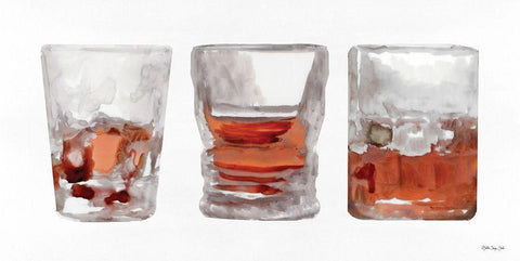 Bourbon Glasses 1 White Modern Wood Framed Art Print with Double Matting by Stellar Design Studio