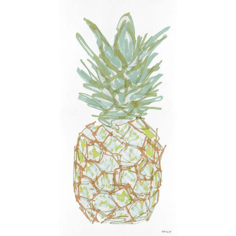 Sketchy Pineapple 2 Black Modern Wood Framed Art Print with Double Matting by Stellar Design Studio
