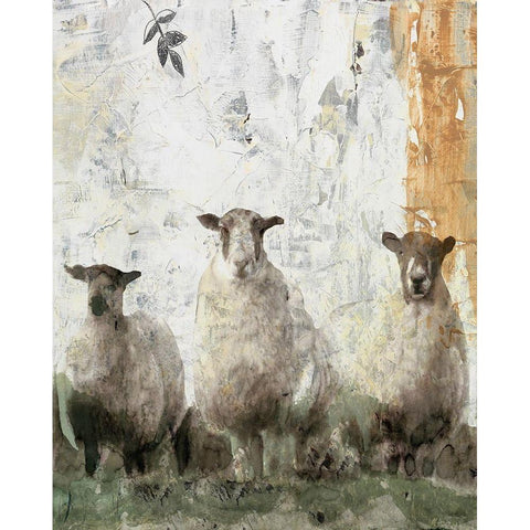 Three Sheep White Modern Wood Framed Art Print by Stellar Design Studio