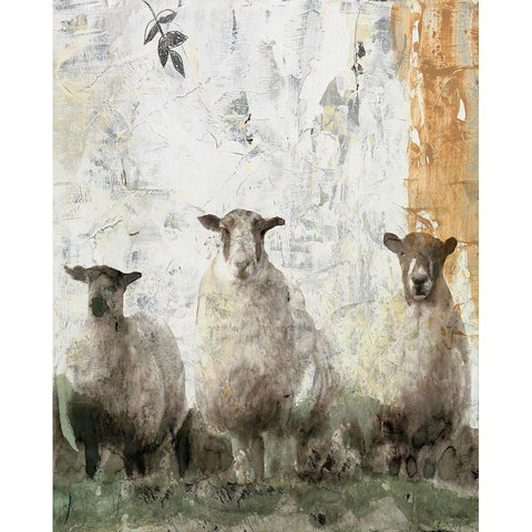 Three Sheep Black Modern Wood Framed Art Print with Double Matting by Stellar Design Studio