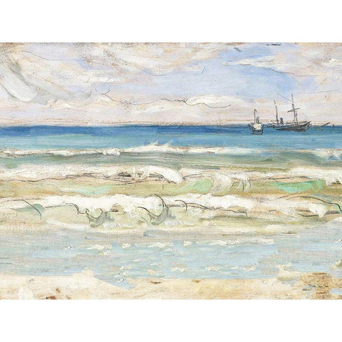 Crash Ashore II White Modern Wood Framed Art Print by Stellar Designs Studio