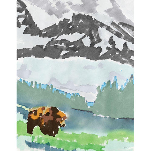 Mountain Grizzly 1    White Modern Wood Framed Art Print by Stellar Design Studio