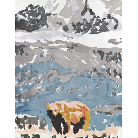 Mountain Grizzly 2   White Modern Wood Framed Art Print by Stellar Design Studio