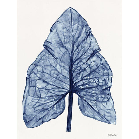 Indigo Leaf White Modern Wood Framed Art Print by Stellar Design Studio