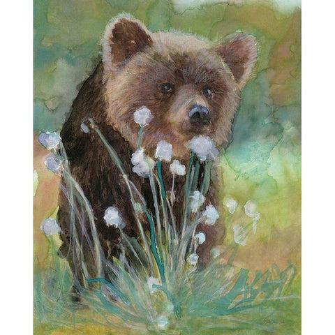 Baby Brown Bear Black Modern Wood Framed Art Print by Stellar Design Studio