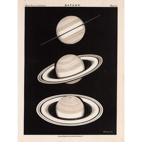 Saturn Black Modern Wood Framed Art Print with Double Matting by Stellar Design Studio