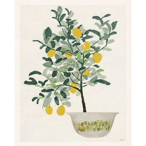 Lemon Tree II Black Modern Wood Framed Art Print by Stellar Design Studio