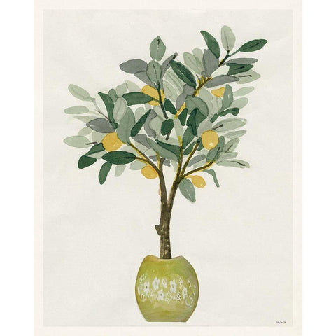 Lemon Tree III Black Modern Wood Framed Art Print with Double Matting by Stellar Design Studio