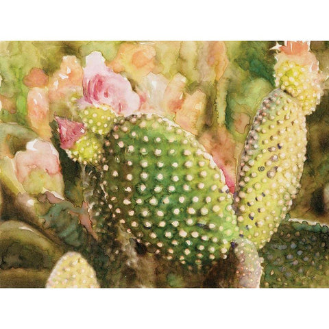Cactus Flowers Black Modern Wood Framed Art Print with Double Matting by Stellar Designs Studio