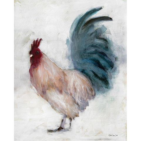 Transitional Rooster II Black Modern Wood Framed Art Print with Double Matting by Stellar Design Studio