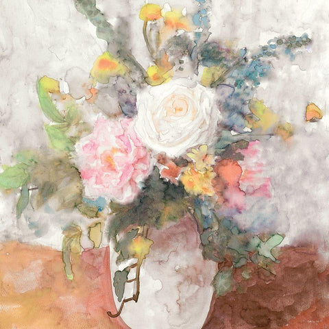Table Bouquet 2 Black Ornate Wood Framed Art Print with Double Matting by Stellar Designs Studio