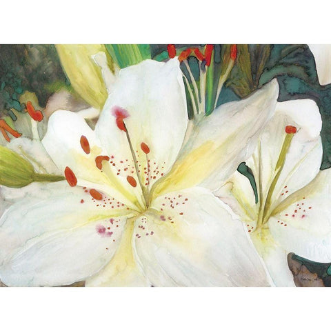 Macro Lilies Black Modern Wood Framed Art Print with Double Matting by Stellar Designs Studio