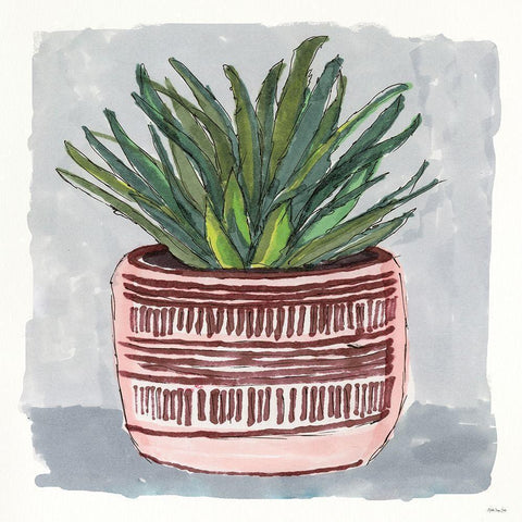 Potted Agave I White Modern Wood Framed Art Print by Stellar Designs Studio
