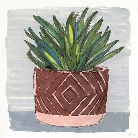 Potted Agave II Gold Ornate Wood Framed Art Print with Double Matting by Stellar Designs Studio