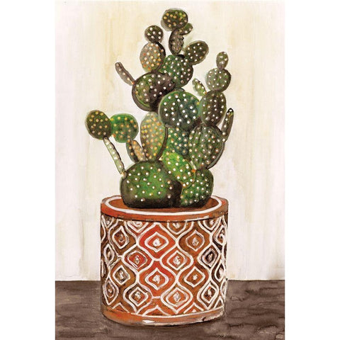 Potted Cactus I Black Modern Wood Framed Art Print with Double Matting by Stellar Designs Studio