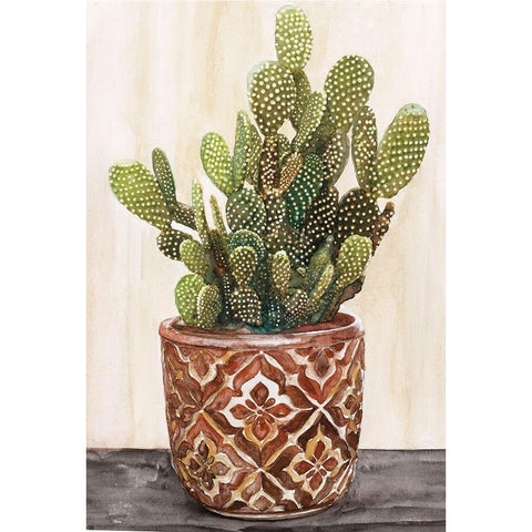 Potted Cactus II White Modern Wood Framed Art Print by Stellar Designs Studio