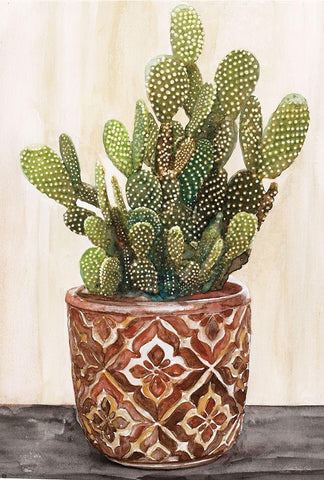 Potted Cactus II Black Ornate Wood Framed Art Print with Double Matting by Stellar Designs Studio
