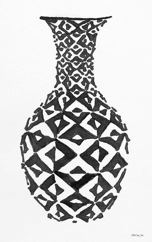 Tile Vase 1     White Modern Wood Framed Art Print with Double Matting by Stellar Design Studio