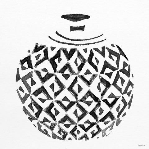 Tile Vase 4 White Modern Wood Framed Art Print with Double Matting by Stellar Design Studio