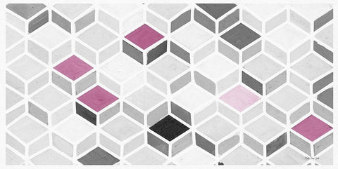 Fuchsia and Gray Pattern Black Ornate Wood Framed Art Print with Double Matting by Stellar Designs Studio
