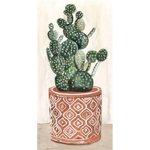 Cactus in Pot 1 Black Modern Wood Framed Art Print with Double Matting by Stellar Design Studio